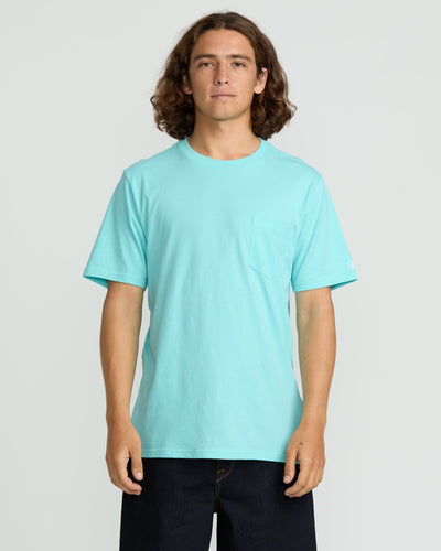 Volcom Men's Solid Short Sleeve Shirt Pocket Tee Poolside