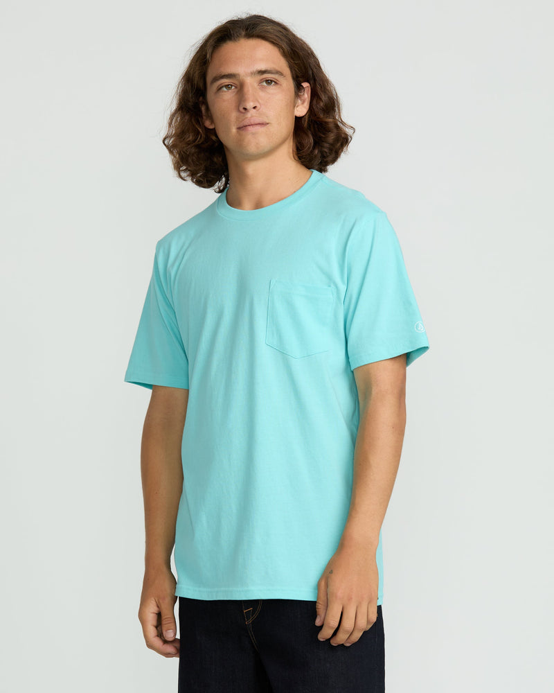 Volcom Men's Solid Short Sleeve Shirt Pocket Tee Poolside