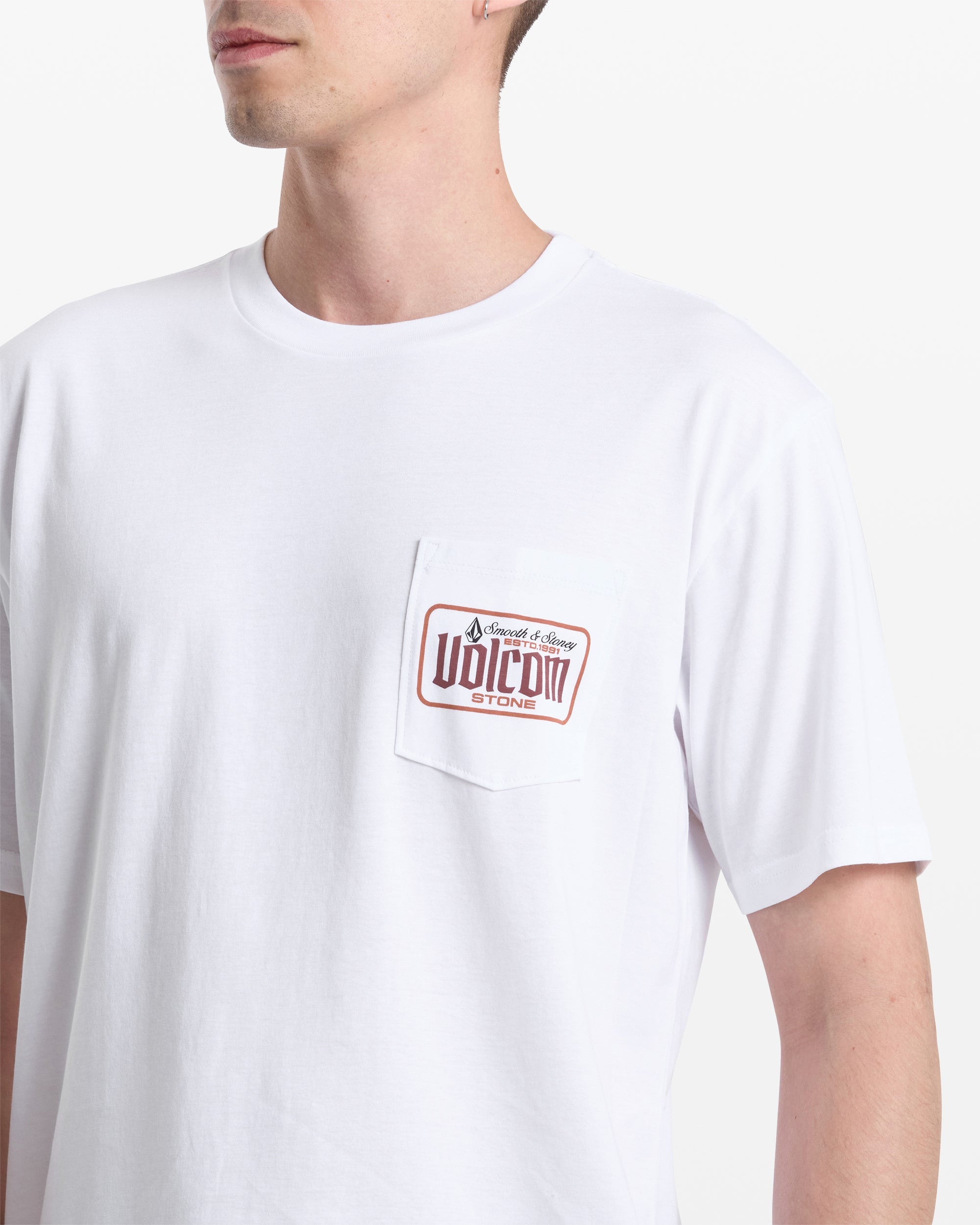 Volcom Men's Single Barrel Pocket Short Sleeve Tee White