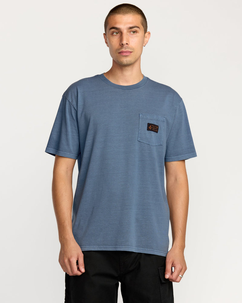 Volcom Men's Workwear Certified Pocket Short Sleeve Tee Blue Wash