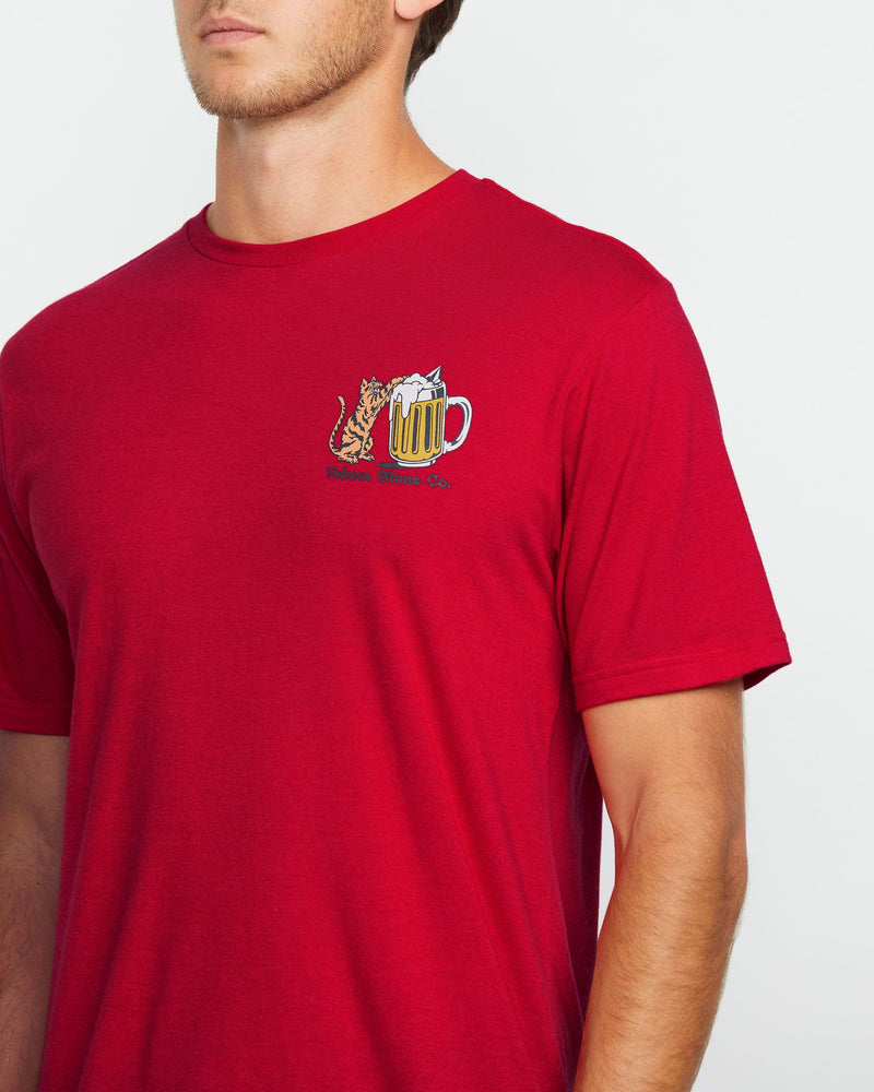 Volcom Men's Curious Cat Short Sleeve Tee Ribbon Red