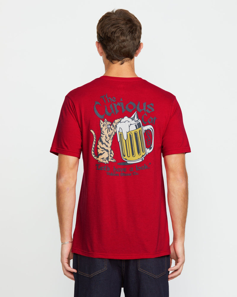 Volcom Men's Curious Cat Short Sleeve Tee Ribbon Red