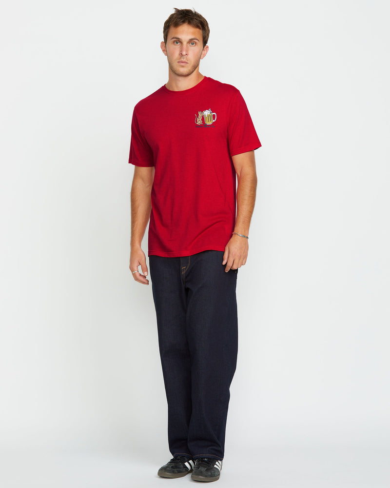 Volcom Men's Curious Cat Short Sleeve Tee Ribbon Red