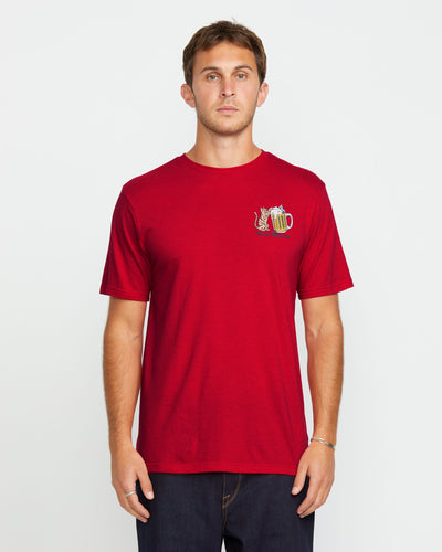Volcom Men's Curious Cat Short Sleeve Tee Ribbon Red