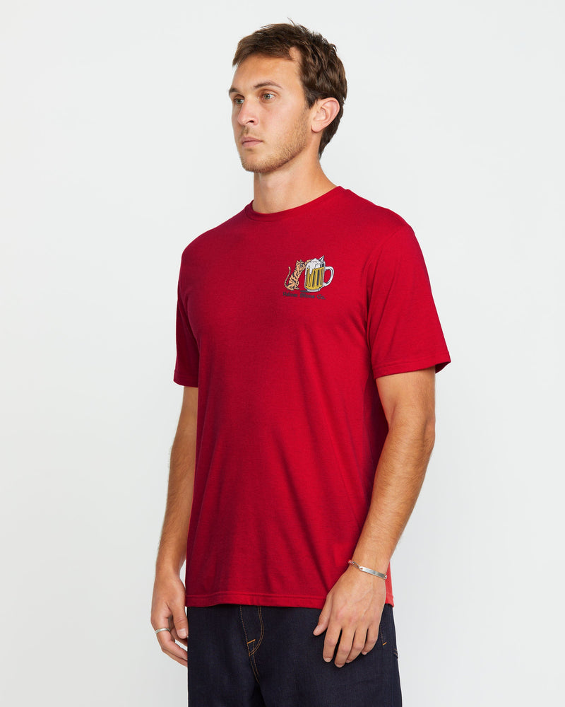 Volcom Men's Curious Cat Short Sleeve Tee Ribbon Red