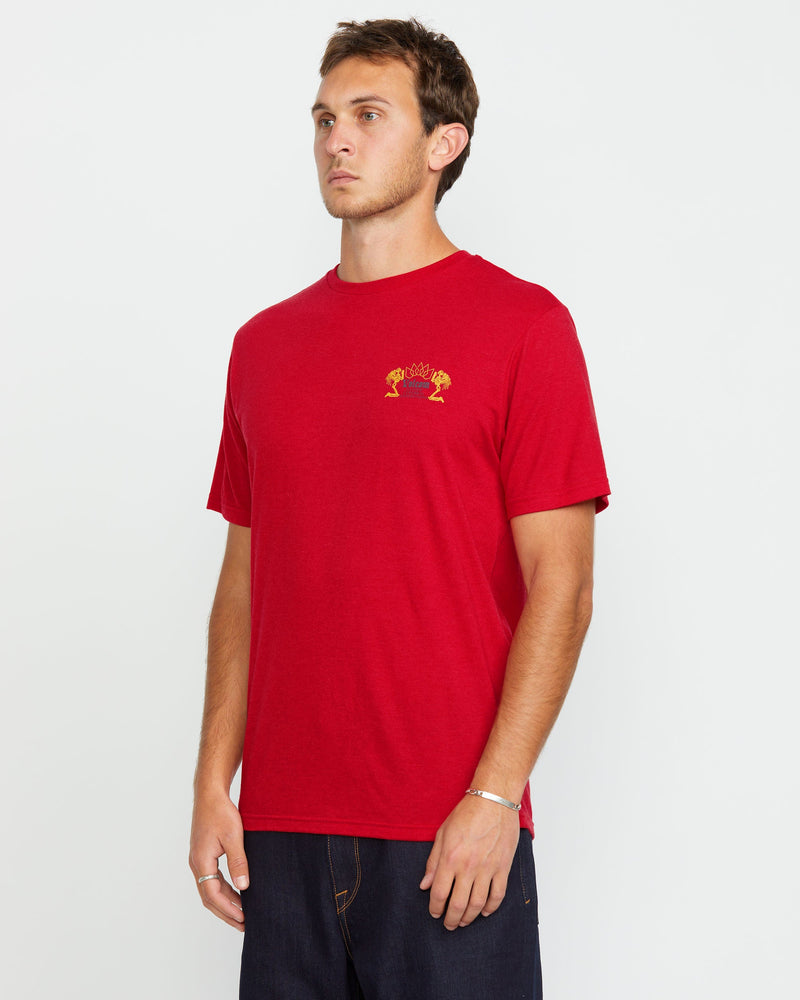 Volcom Men's Cosmic Root Short Sleeve Tee Ribbon Red