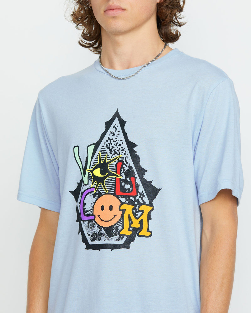 Volcom Men's Psychosis Short Sleeve Tee Carolina Blue Heather