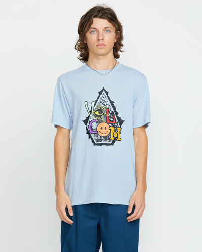 Volcom Men's Psychosis Short Sleeve Tee Carolina Blue Heather