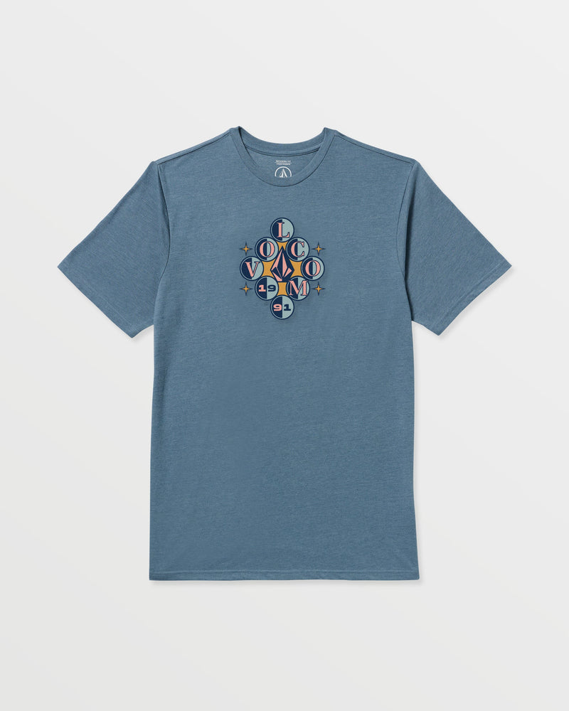 Volcom Men's Cue 91 Short Sleeve Tee Blue Wash