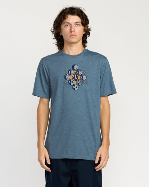 Men's Cue 91 Short Sleeve Tee-Blue Wash-Volcom