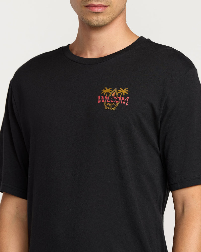 Volcom Men's Palm Punk Short Sleeve Tee Washed Black Heather