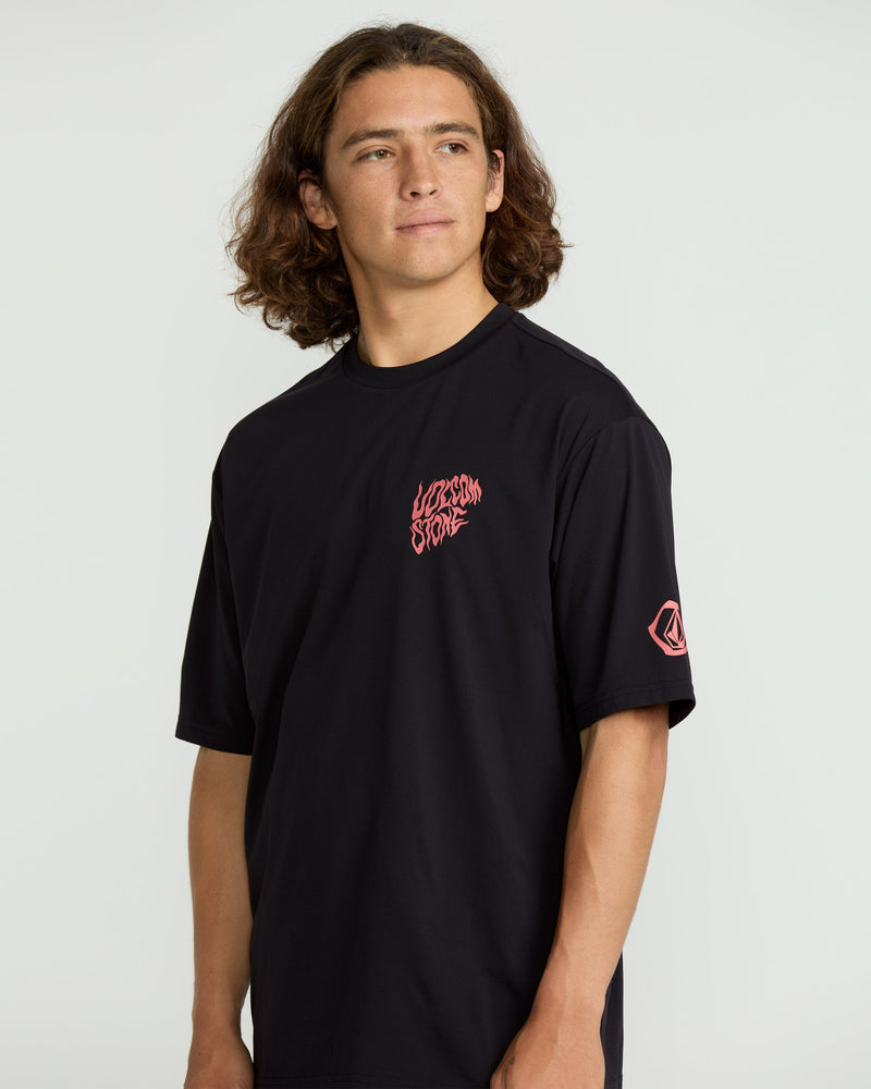Volcom Men's Wavvyyy Surf Short Sleeve Rashguard Black