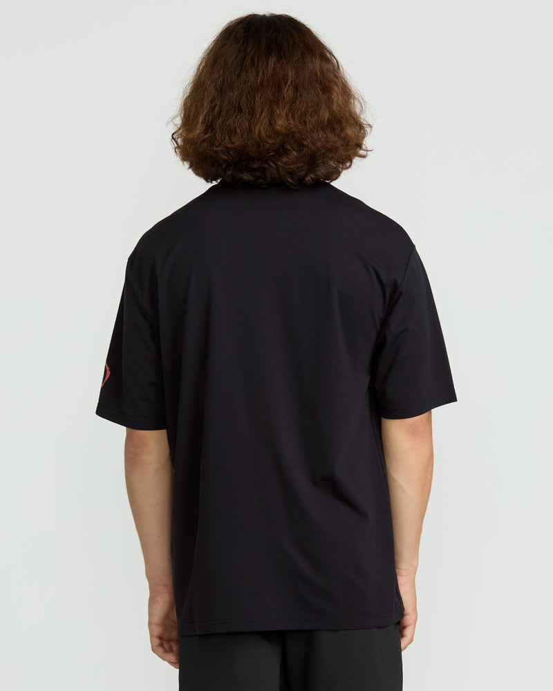 Volcom Men's Wavvyyy Surf Short Sleeve Rashguard Black