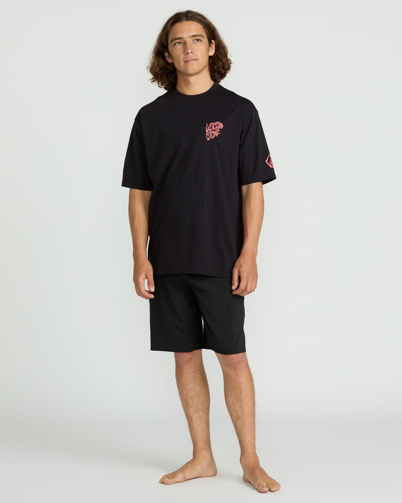 Volcom Men's Wavvyyy Surf Short Sleeve Rashguard Black