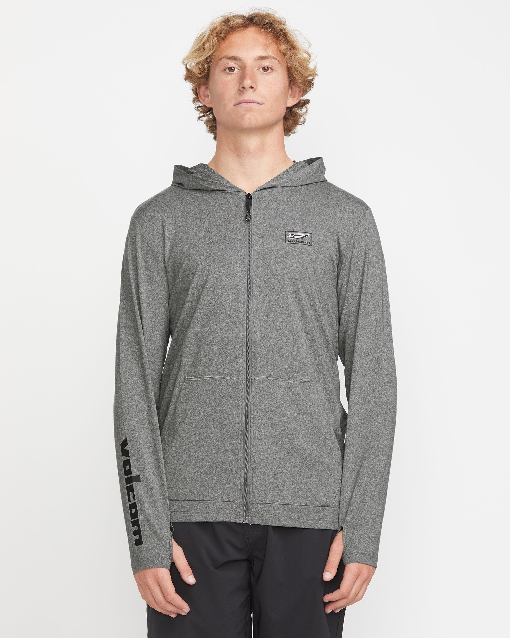 Volcom グレー フード付きパーカー&コーチジャケット Men's Modstone Loose Zip Thrashguard Hoodie - Volcom