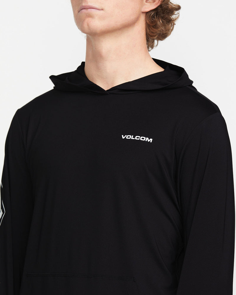 Volcom Men's Largee Iconic Hood Long Sleeve Rashguard Black