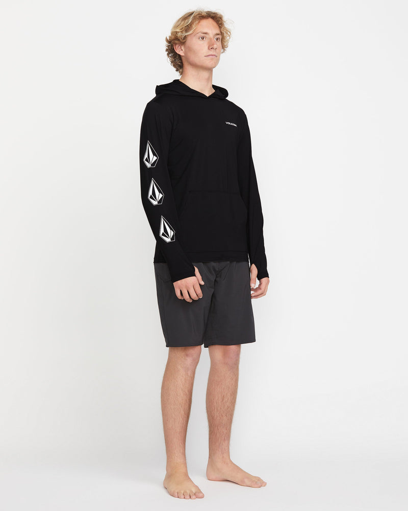 Volcom Men's Largee Iconic Hood Long Sleeve Rashguard Black