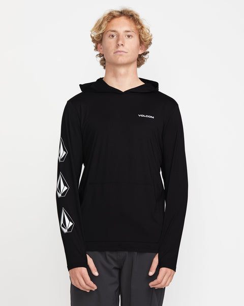 Volcom Men's Largee Iconic Hood Long Sleeve Rashguard Black