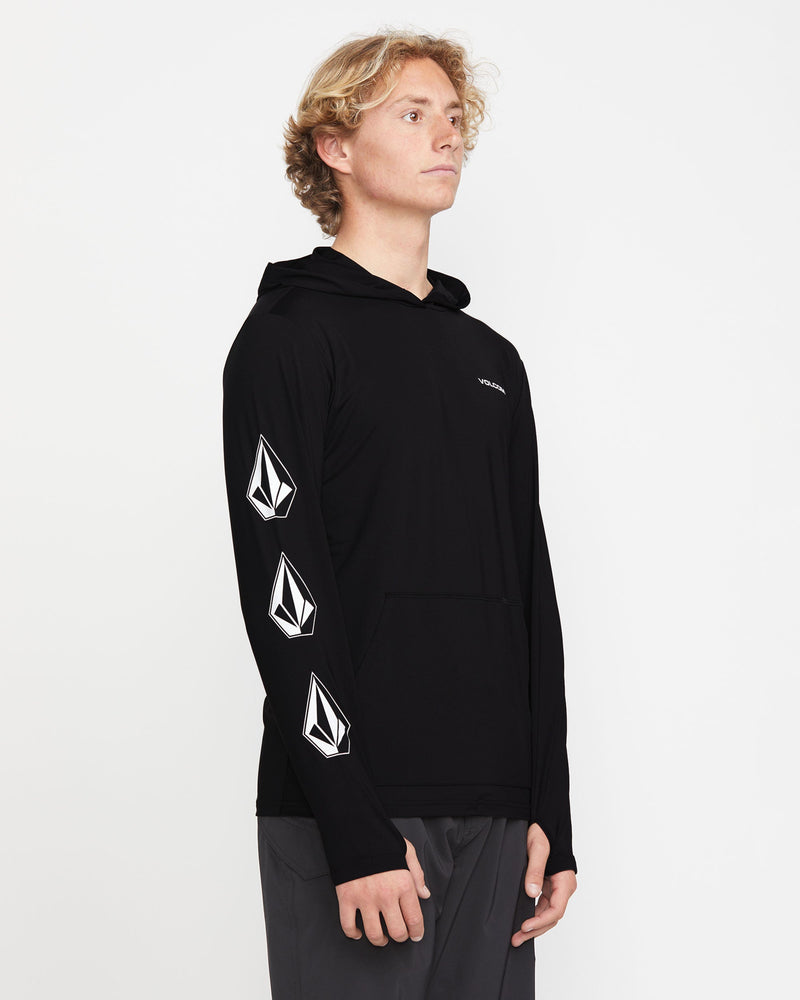 Volcom Men's Largee Iconic Hood Long Sleeve Rashguard Black
