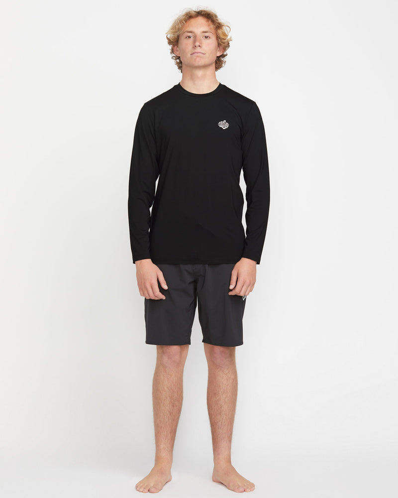 Volcom Men's Oval Track Loose Long Sleeve Surf Tee Black