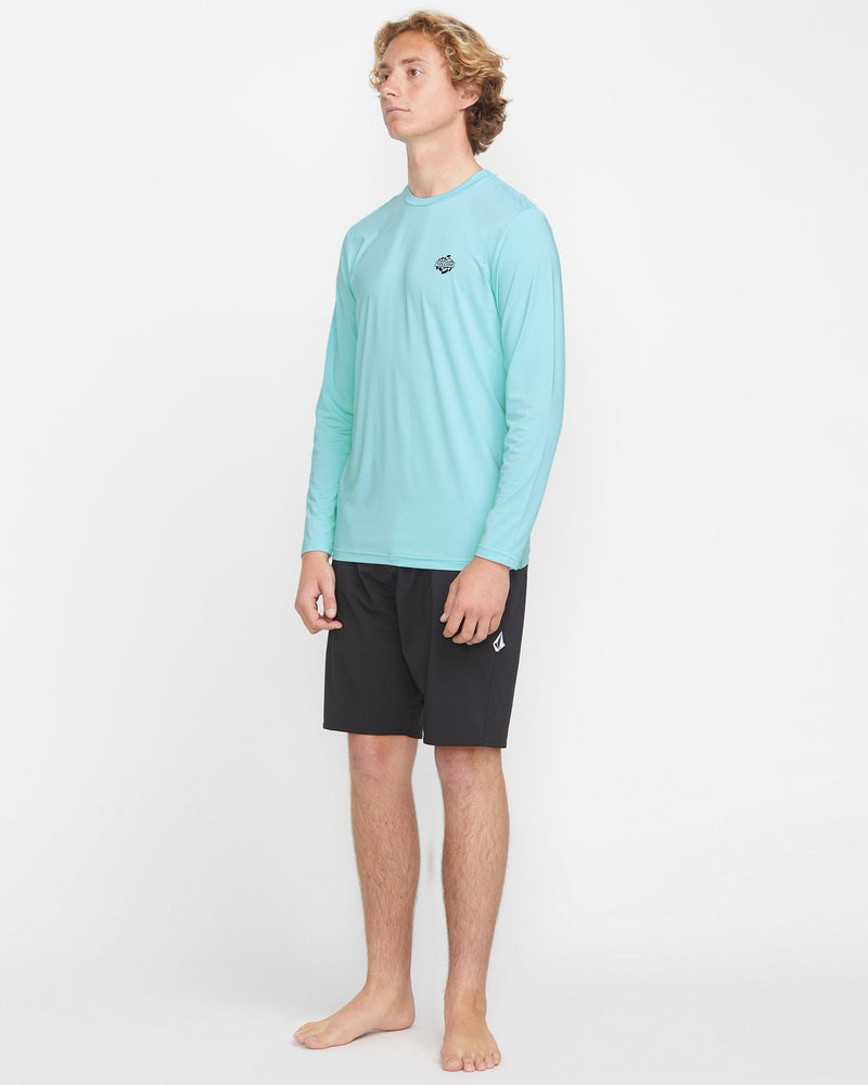Volcom Men's Oval Track Loose Long Sleeve Surf Tee Resin Blue
