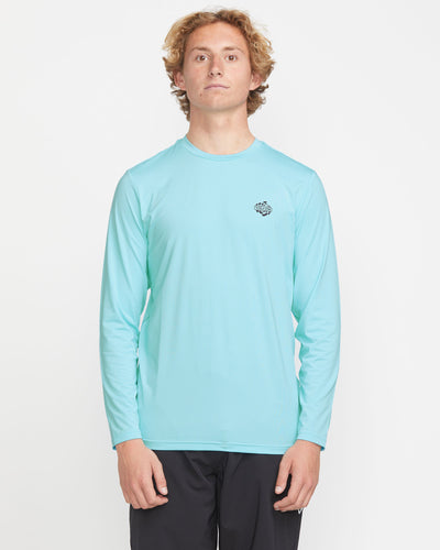 Volcom Men's Oval Track Loose Long Sleeve Surf Tee Resin Blue