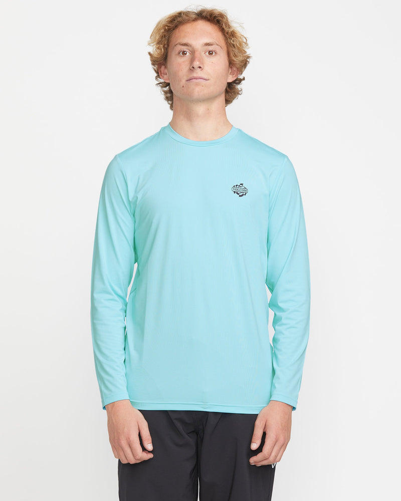Volcom Men's Oval Track Loose Long Sleeve Surf Tee Resin Blue