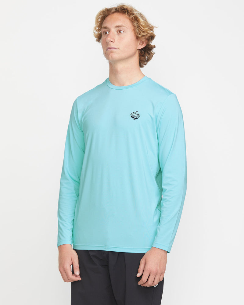 Volcom Men's Oval Track Loose Long Sleeve Surf Tee Resin Blue