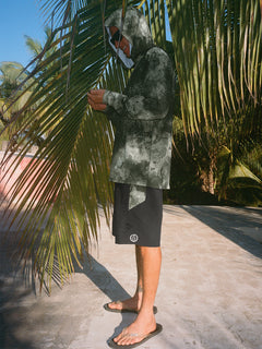 Surf Vitals Balaram Stack Hooded Long Sleeve 50 UPF Rashguard - Black
