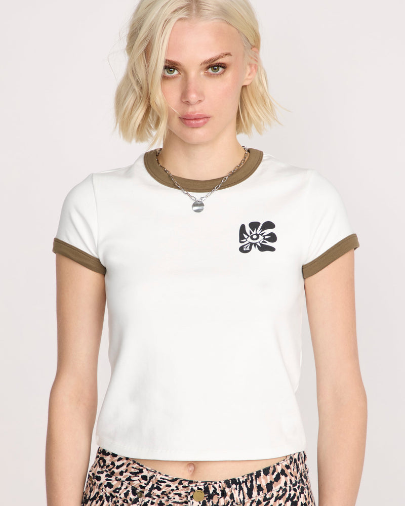 Volcom Women's Stoney Time Ringer Star White