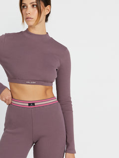 Lived In Lounge Mock Neck Long Sleeve Top - Acai