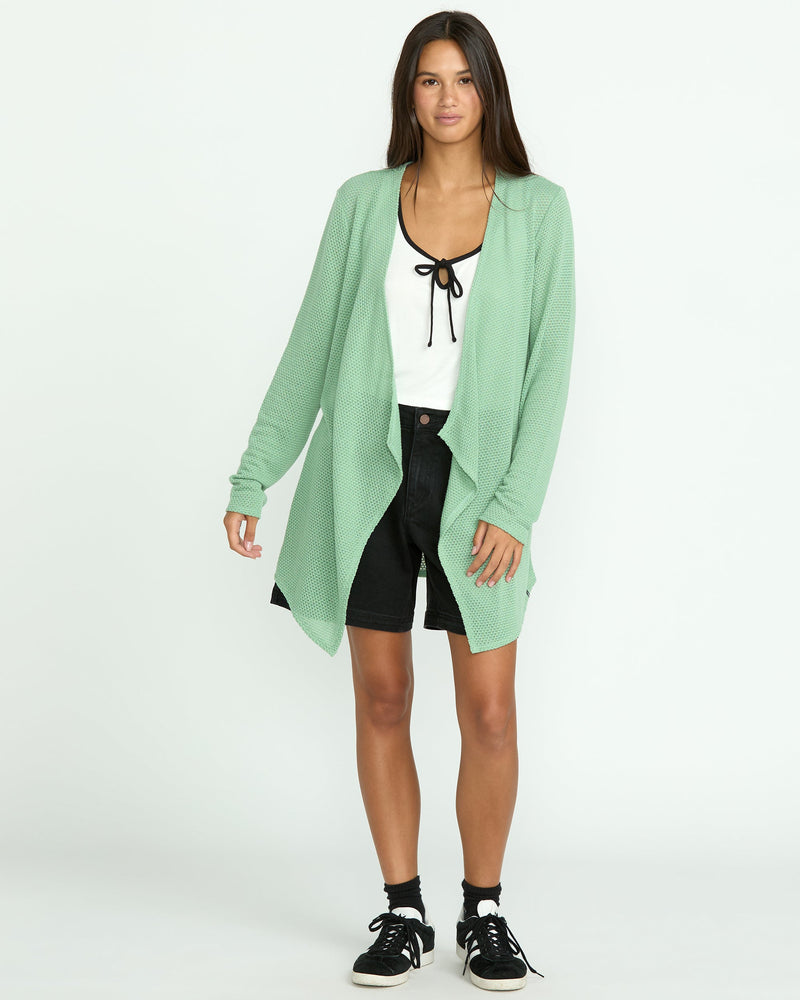 Volcom Women's Go Go Wrap Cardigan Seagreen