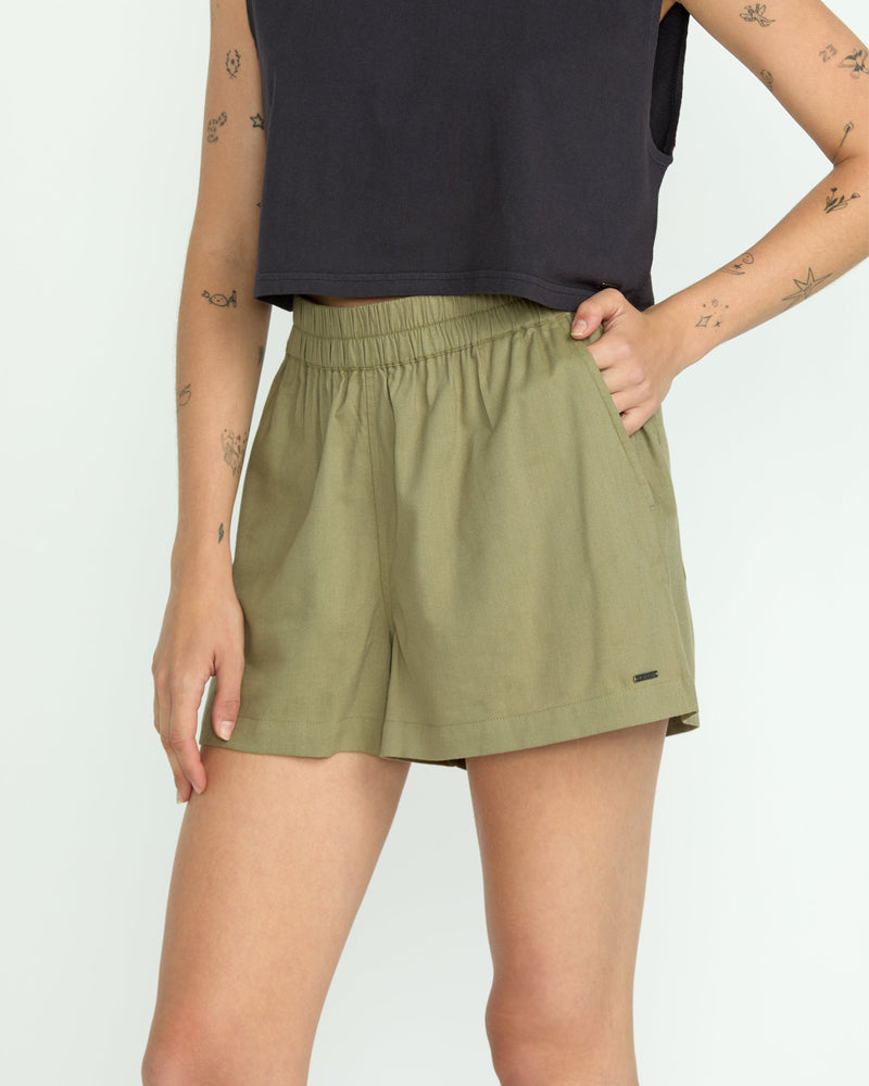 Volcom Women's Lived In Track Shorts Light Army
