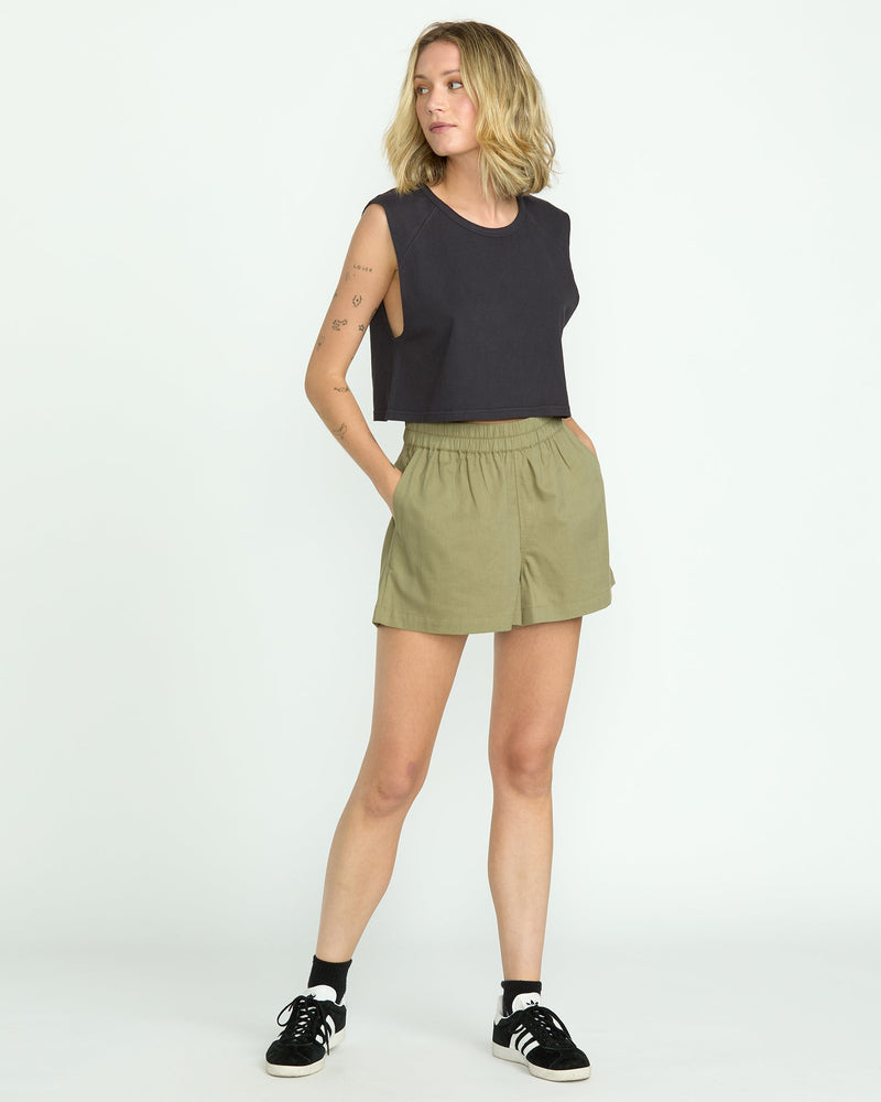 Volcom Women's Lived In Track Shorts Light Army