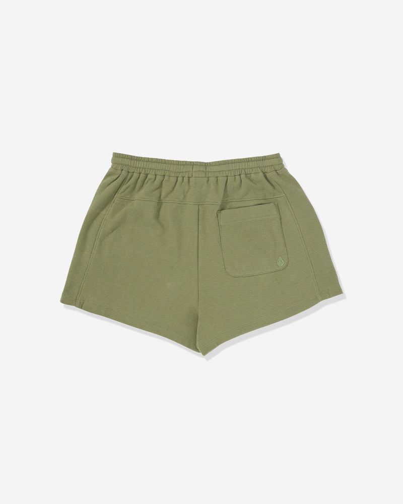 Women's Lived In Fleece Short-Moss Stone-Volcom