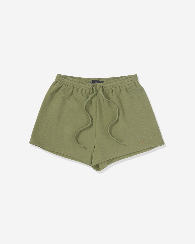 Women's Lived In Fleece Short-Moss Stone-Volcom