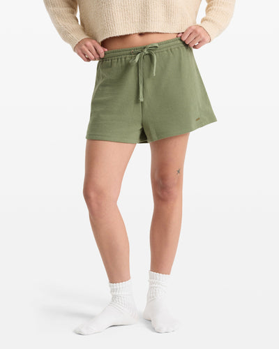 Women's Lived In Fleece Short-Moss Stone-Volcom