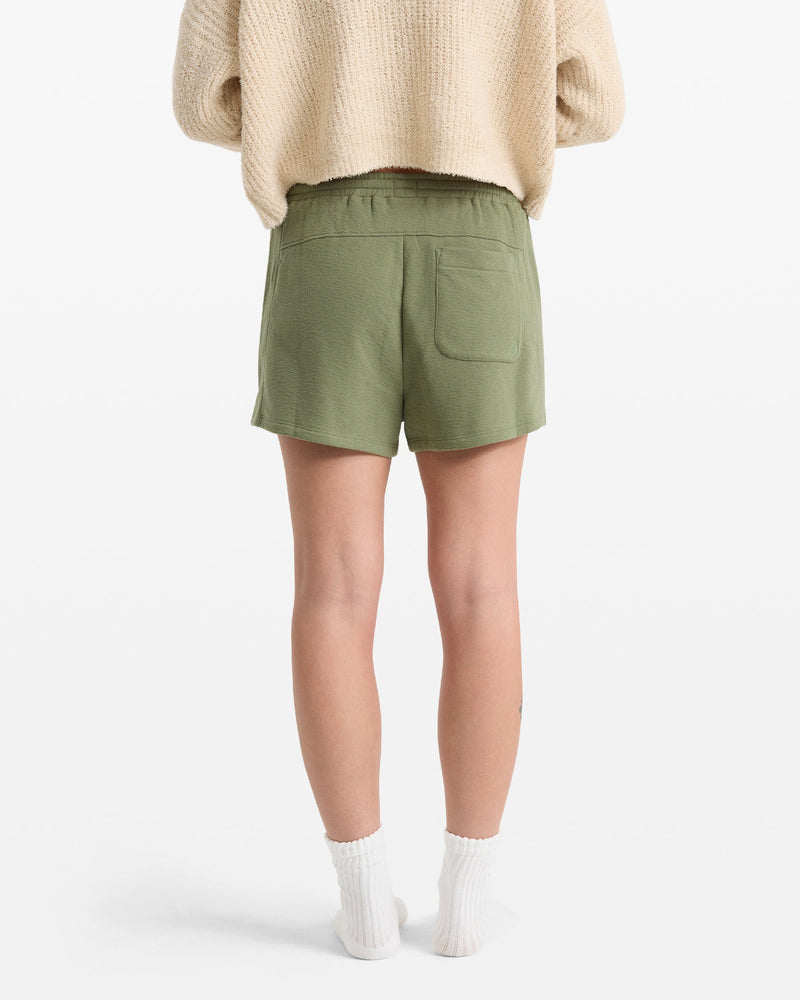 Women's Lived In Fleece Short-Moss Stone-Volcom