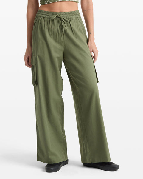 Volcom Women's Lived In Beach Pants Moss Stone
