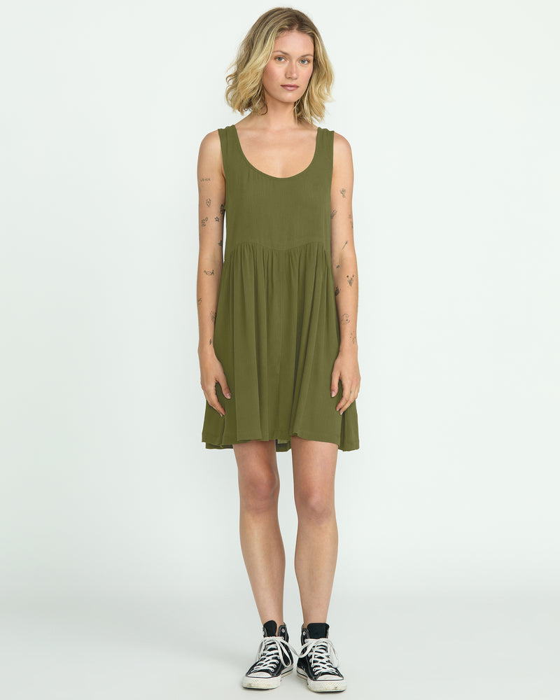Volcom Women's Lived In Baddie Dress Light Army
