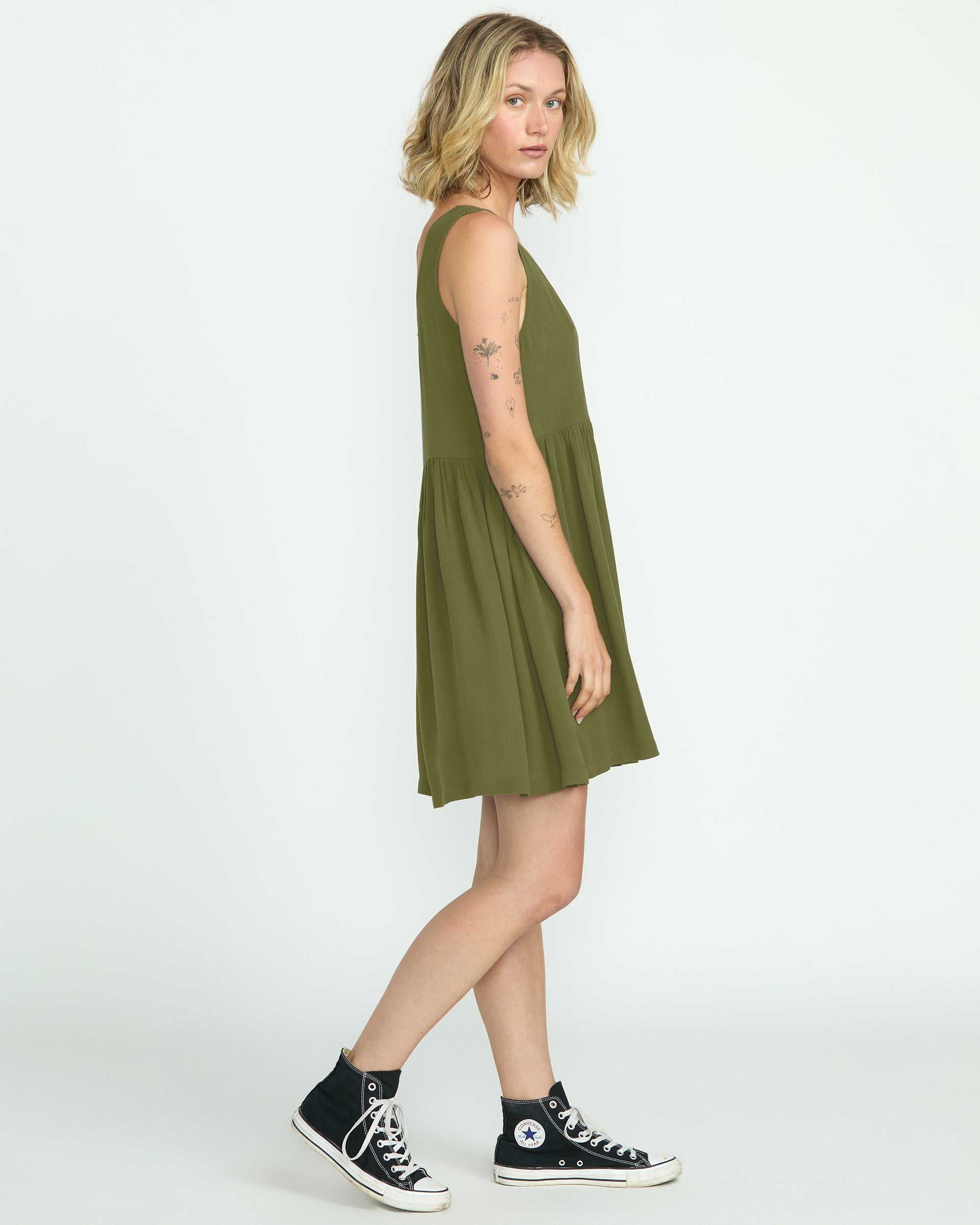 Volcom Women's Lived In Baddie Dress Light Army
