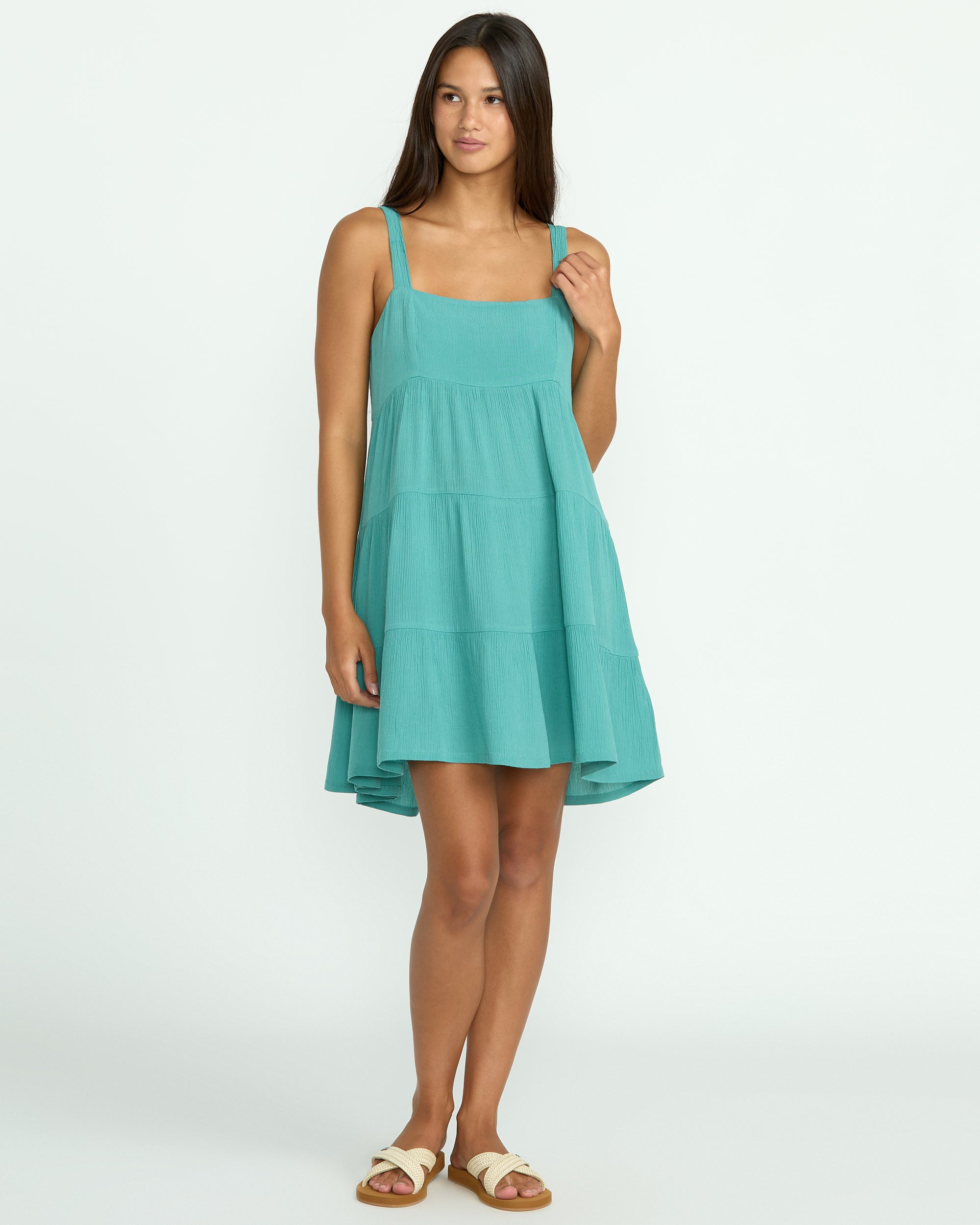 stormy blue dress Volcom Women's Beachmoonstone Size:150cl (12-14) Chic White Dress Shirt Back Details Sequins