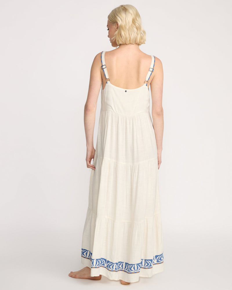 Volcom Women's Featured Artist Emma Rushton Maxi Dress Vintage White