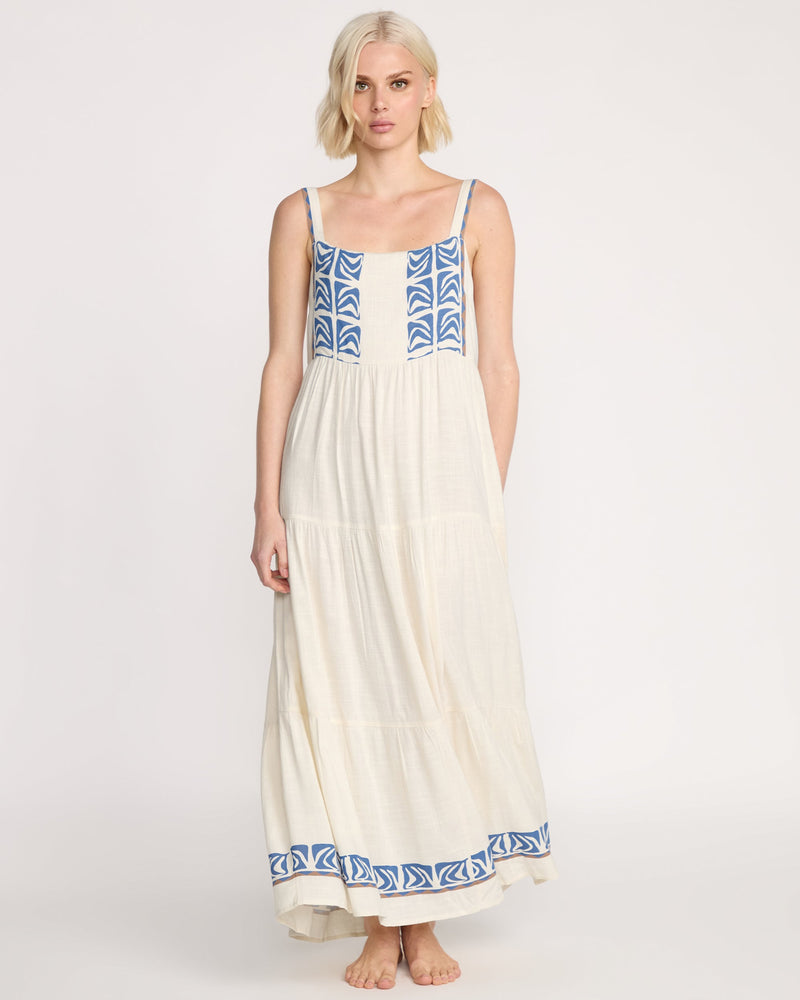 Volcom Women's Featured Artist Emma Rushton Maxi Dress Vintage White