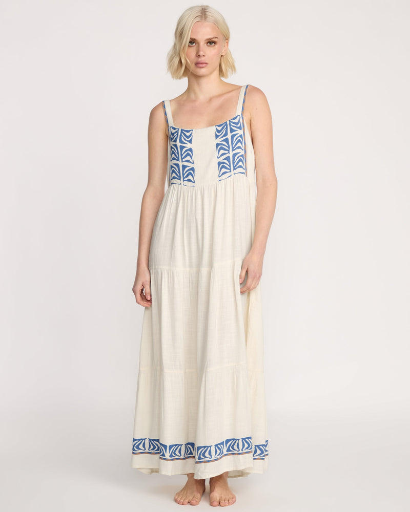 Volcom Women's Featured Artist Emma Rushton Maxi Dress Vintage White