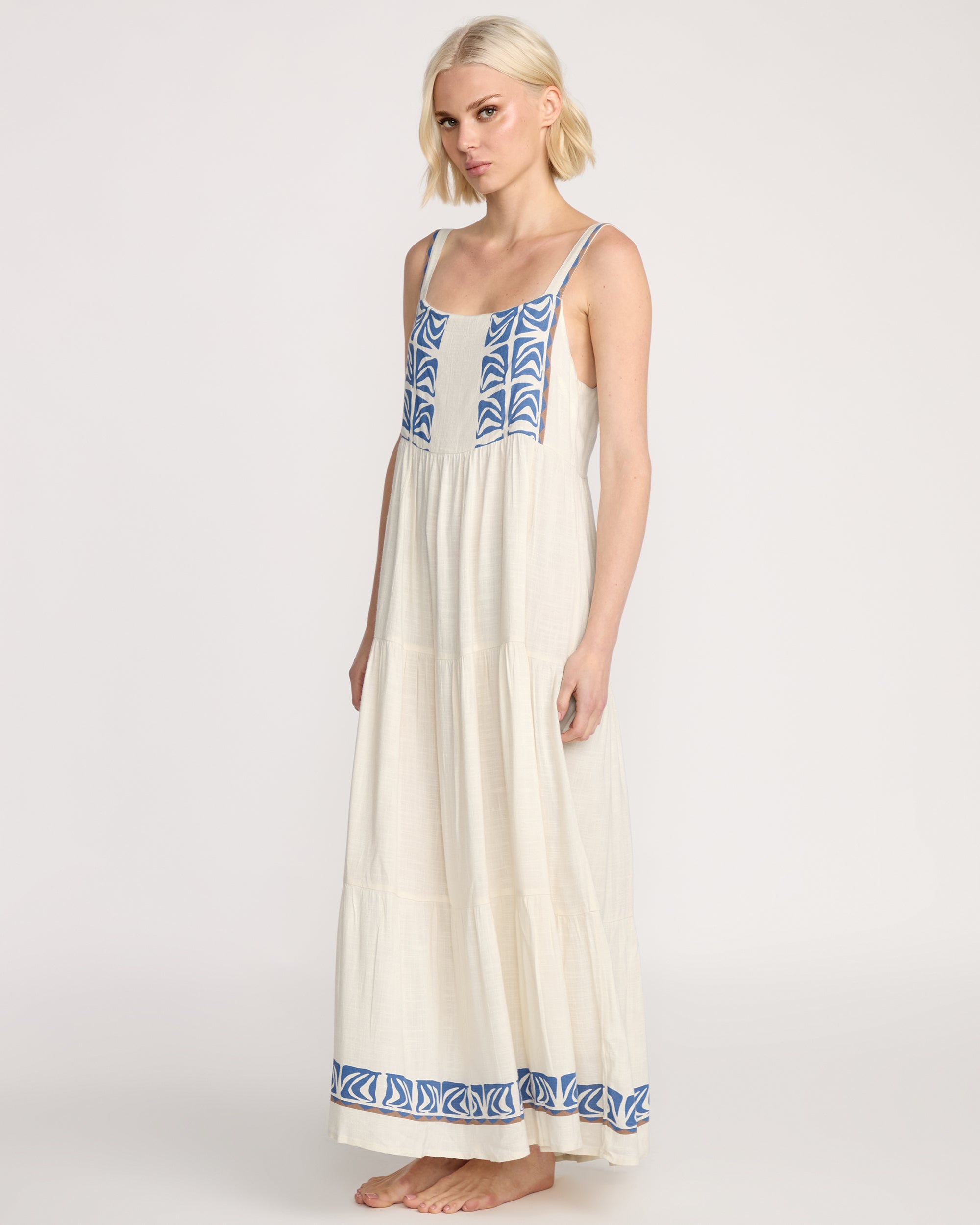 Volcom Women's Featured Artist Emma Rushton Maxi Dress Vintage White