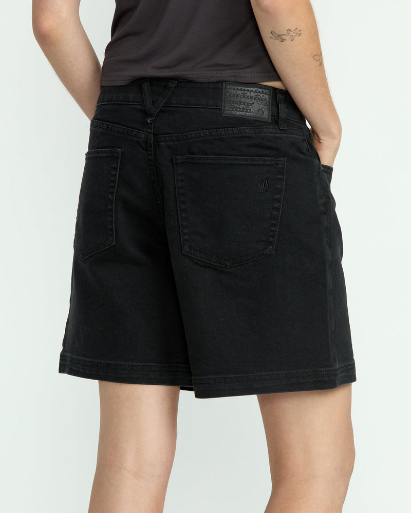 Volcom Women's Strait Up Long Shorts Black Out