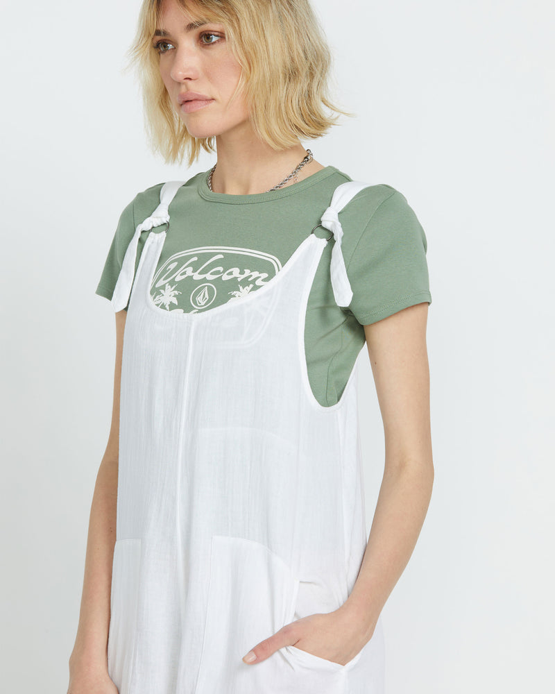 Women's Lil Tie Strap Romper-White-Volcom