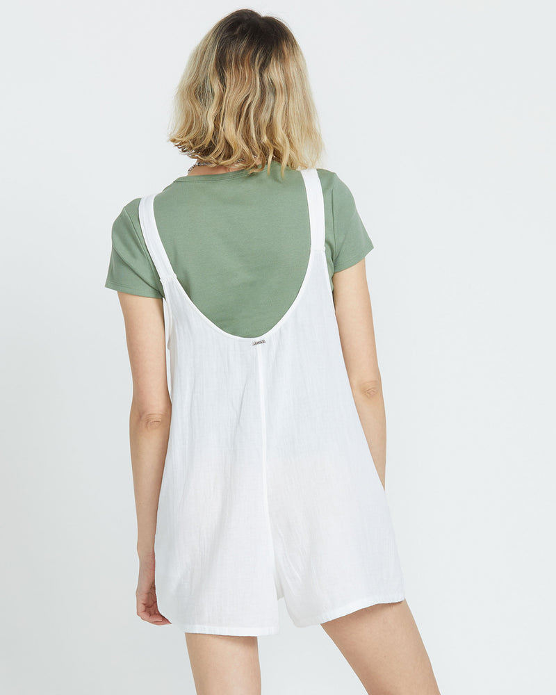 Women's Lil Tie Strap Romper-White-Volcom