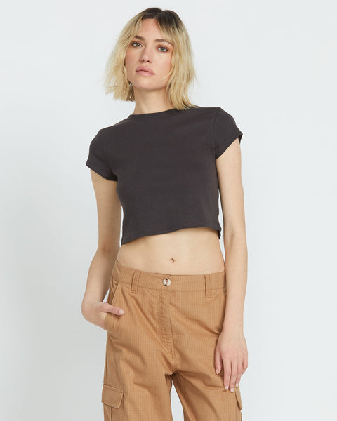 Volcom Women's Lil Baby Tee Vintage Black